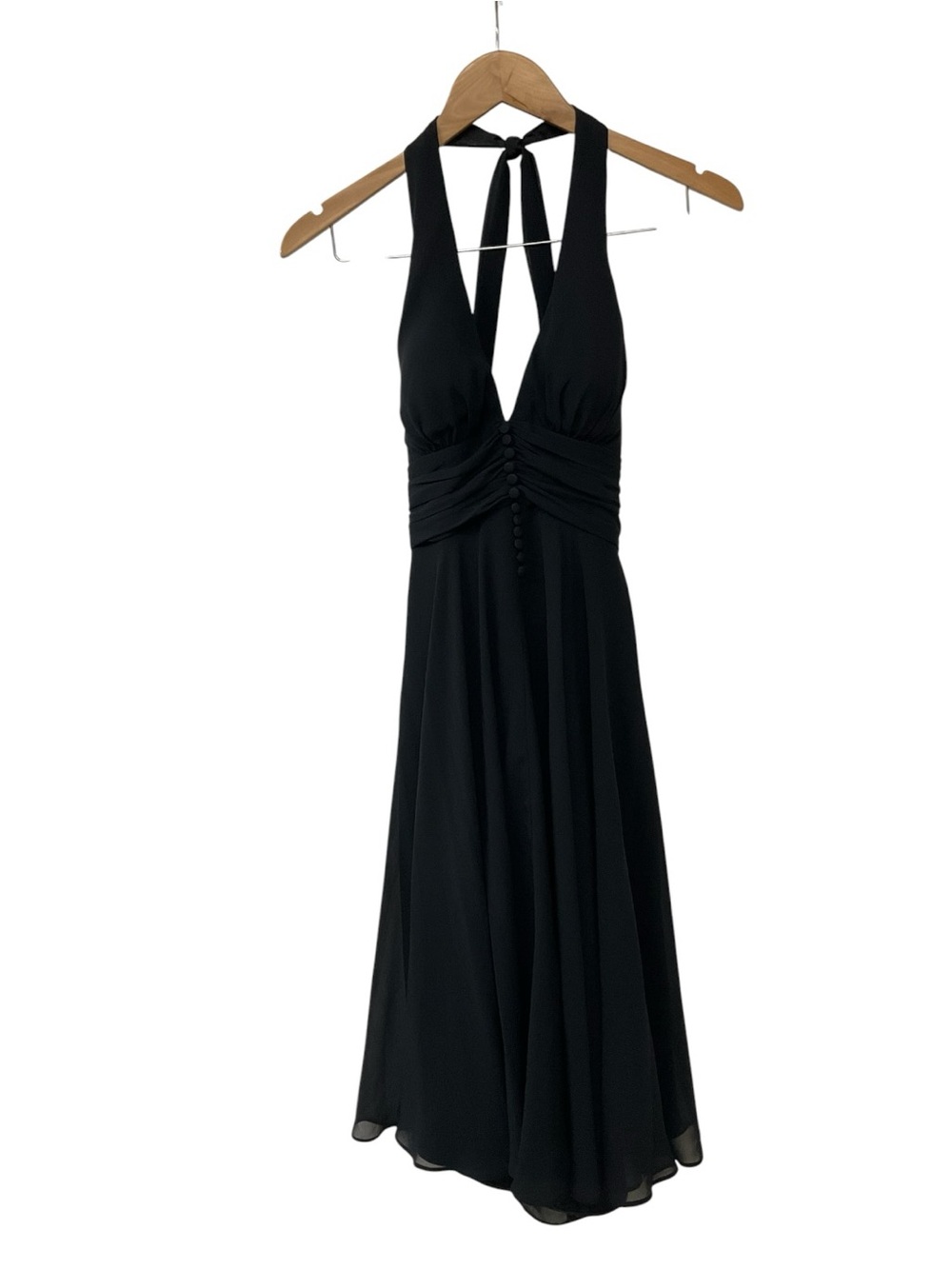 WHBM Black Chiffon Halter Dress 4